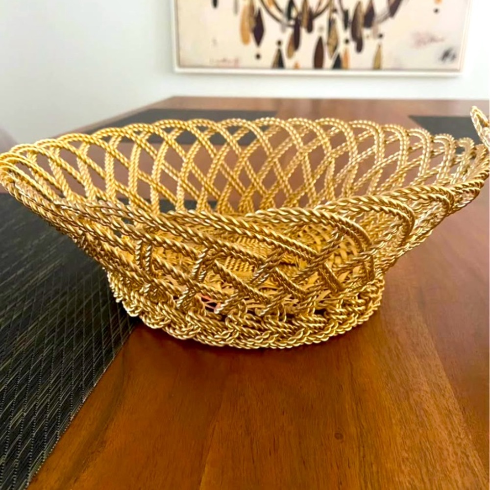 Gold woven bread basket